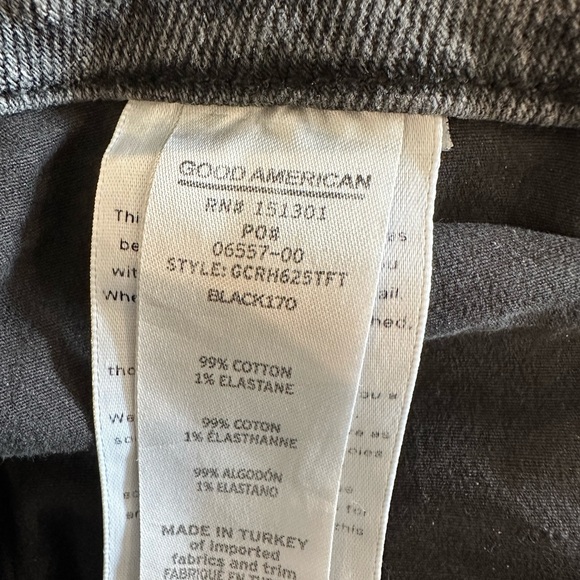 Good American Dark Gray Straight Leg Jeans with raw hem - Picture 4 of 4